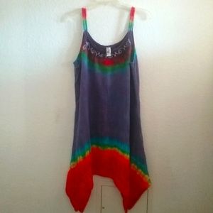 Embroidered Tied Dye Summer Dress Size One Size. M/L